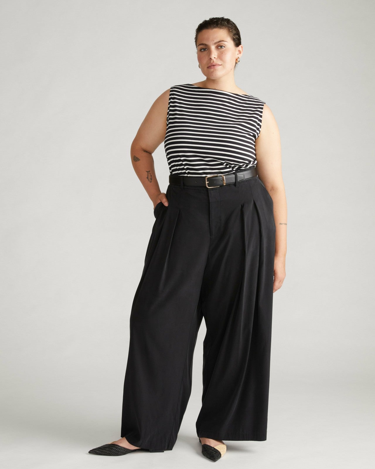 Universal Standard Palais Cooling Cupro Wide Leg Pant - Black