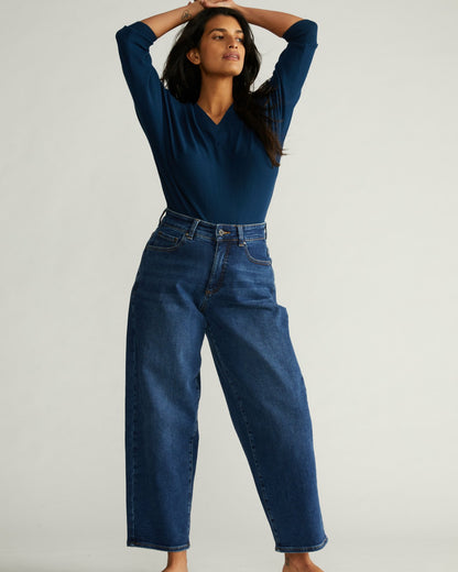 Universal Standard Lou High Rise Barrel Leg Jeans - Union City Blue