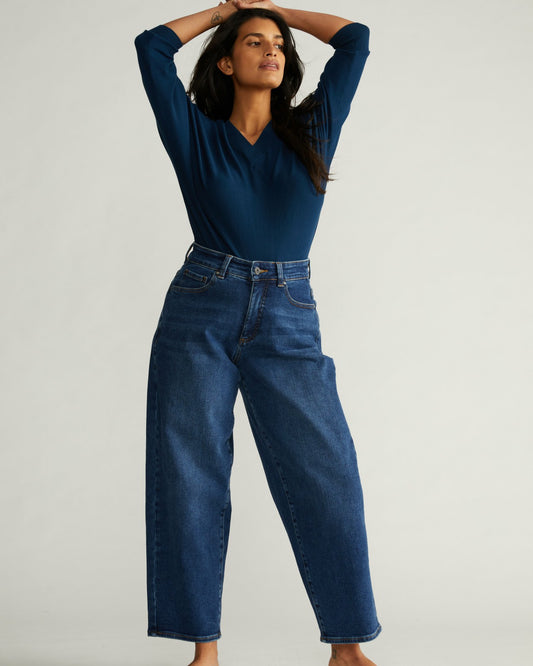 Universal Standard Lou High Rise Barrel Leg Jeans - Union City Blue