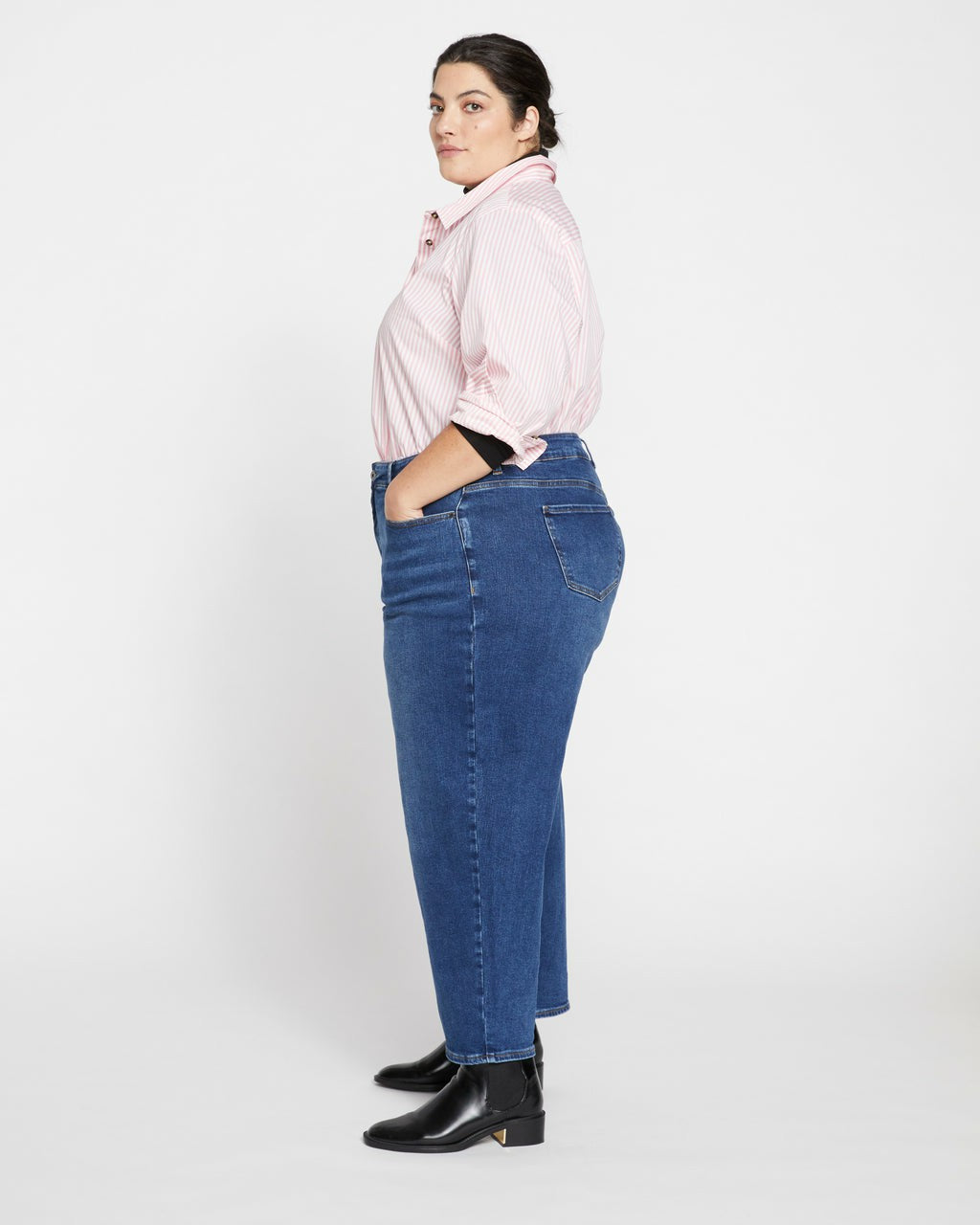 Universal Standard Lou High Rise Barrel Leg Jeans - Union City Blue