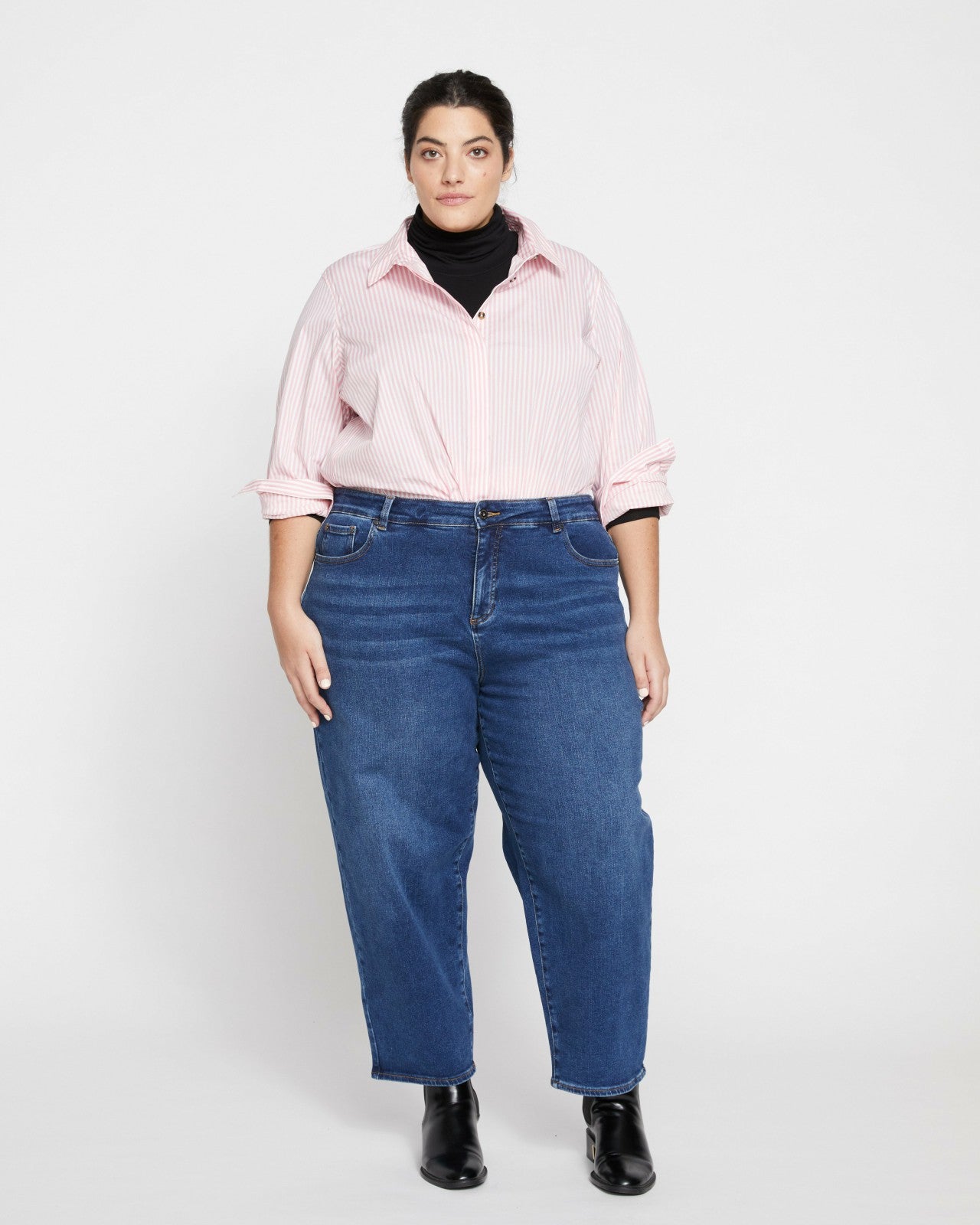 Universal Standard Lou High Rise Barrel Leg Jeans - Union City Blue