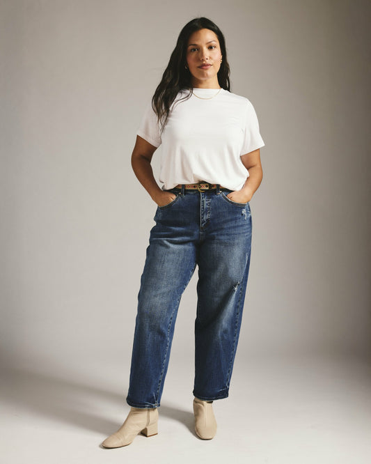 Universal Standard Lou High Rise Barrel Leg Jeans - Princeton Blue