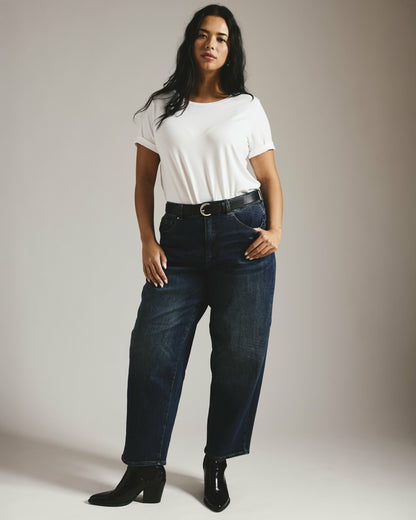 Universal Standard Lou High Rise Barrel Leg Jeans - Field Of Dreams Indigo