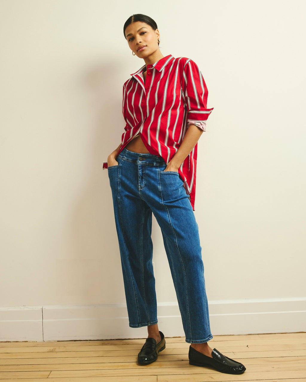 Universal Standard Keira Barrel Leg Jeans - Shallow Bay Blue