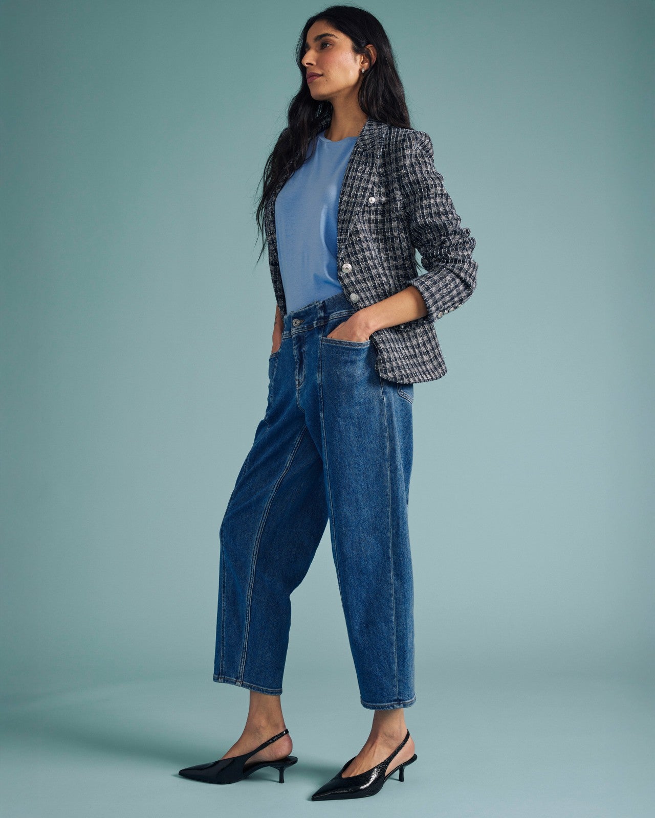 Universal Standard Keira Barrel Leg Jeans - Shallow Bay Blue