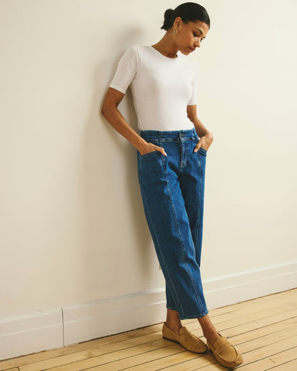 Universal Standard Keira Barrel Leg Jeans - Shallow Bay Blue