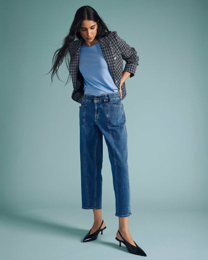Universal Standard Keira Barrel Leg Jeans - Shallow Bay Blue