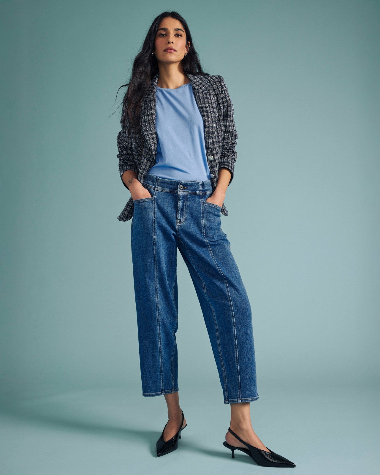Universal Standard Keira Barrel Leg Jeans - Shallow Bay Blue