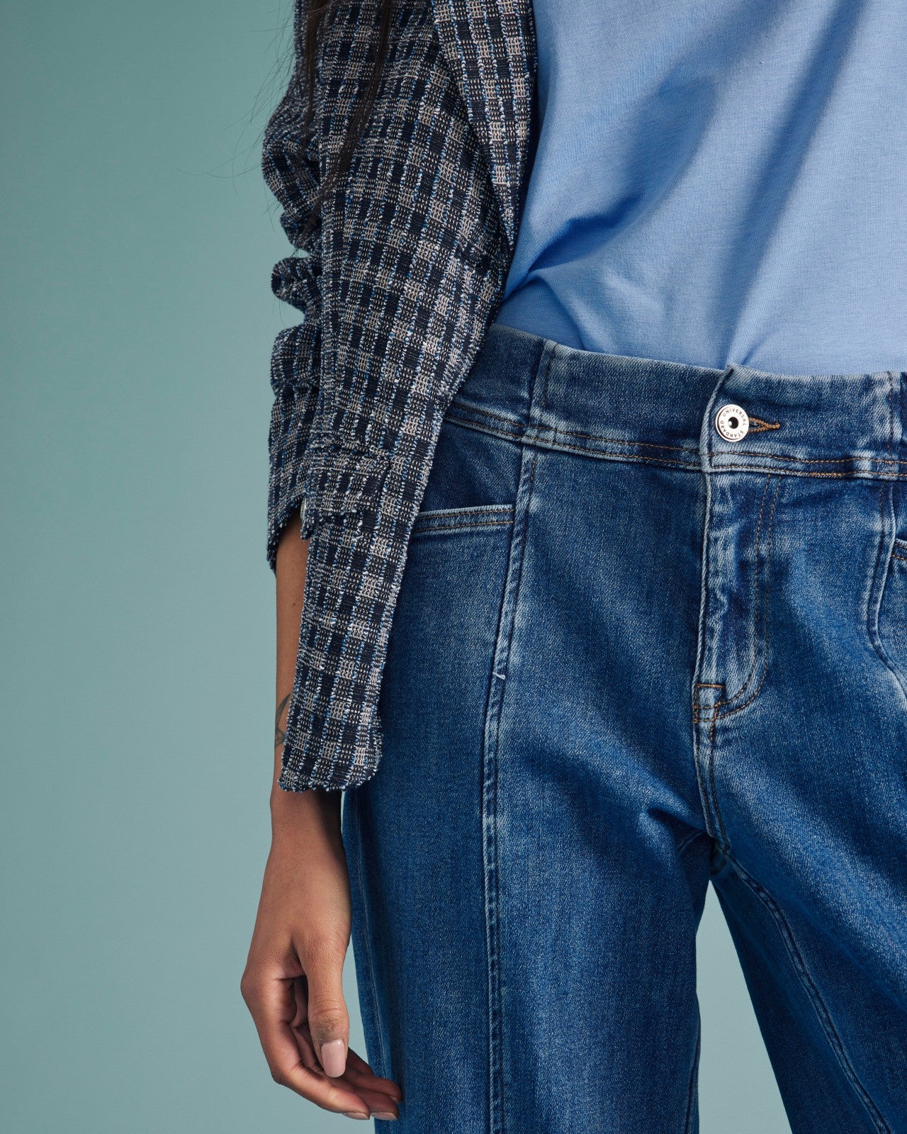 Universal Standard Keira Barrel Leg Jeans - Shallow Bay Blue