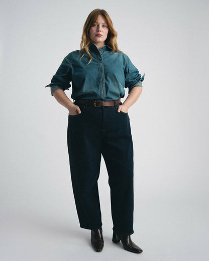 Universal Standard Dakota Cropped Barrel Leg Jeans - Dark Indigo