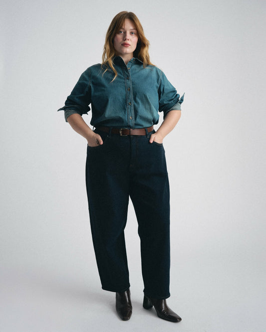 Universal Standard Dakota Cropped Barrel Leg Jeans - Dark Indigo