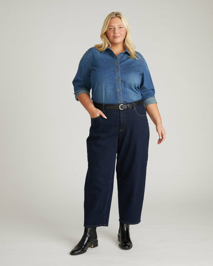 Universal Standard Dakota Cropped Barrel Leg Jeans - Dark Indigo