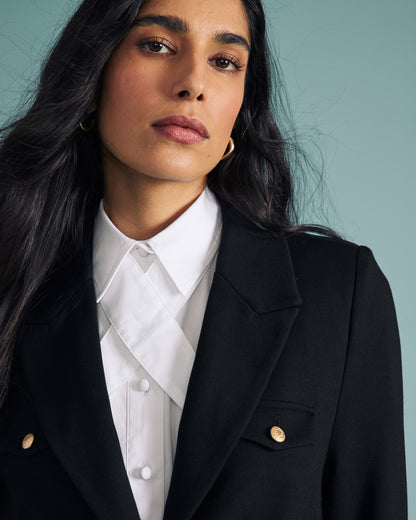 Universal Standard Janet Tie-Neck Cotton Poplin Shirt - White