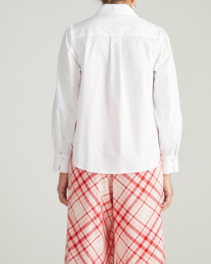 Universal Standard Janet Tie-Neck Cotton Poplin Shirt - White