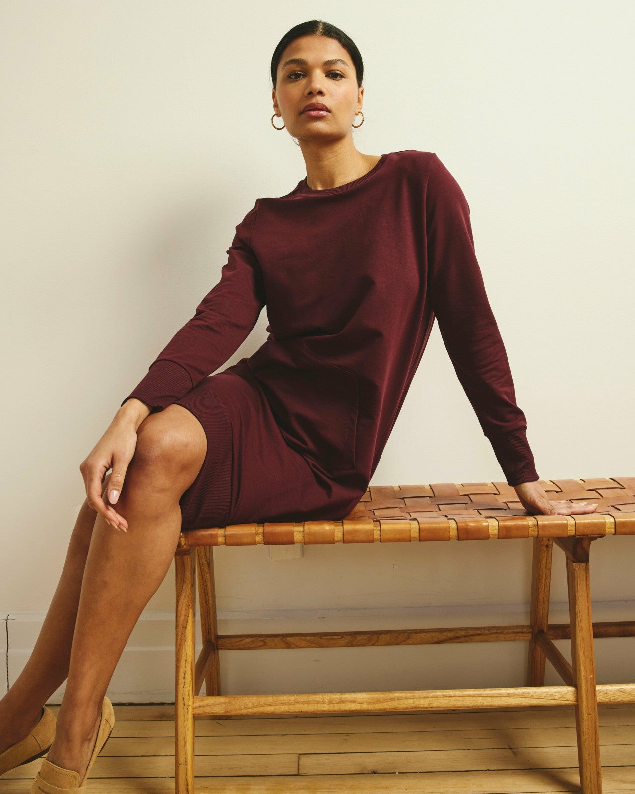 Universal Standard Bree Sweatshirt Dress - Black Cherry