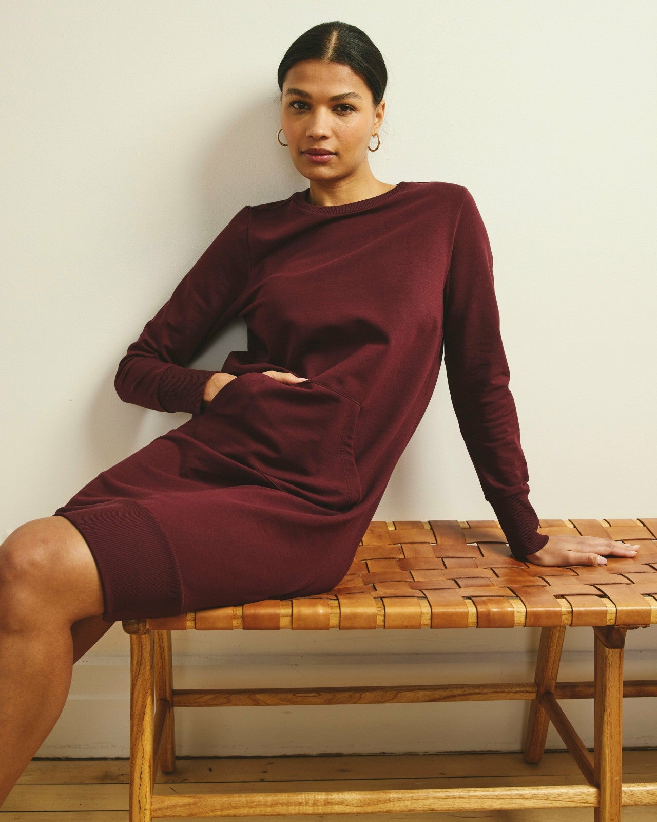 Universal Standard Bree Sweatshirt Dress - Black Cherry