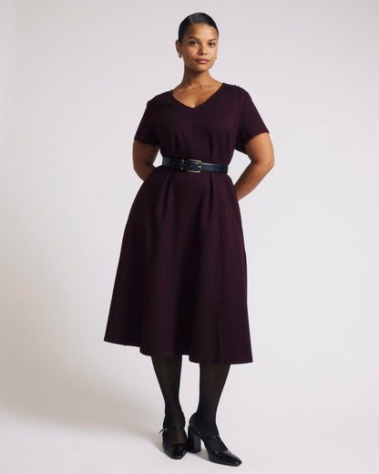 Universal Standard Lucinda Ponte Midi Dress - Black Cherry