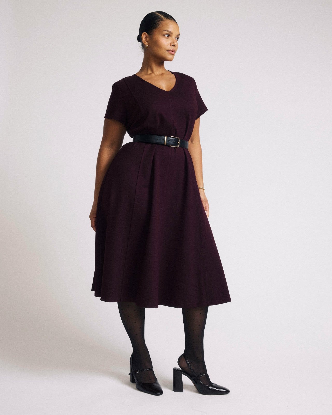 Universal Standard Lucinda Ponte Midi Dress - Black Cherry