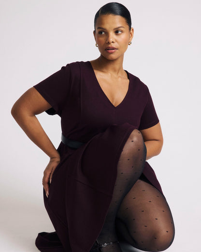Universal Standard Lucinda Ponte Midi Dress - Black Cherry