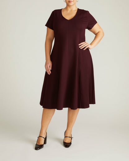Universal Standard Lucinda Ponte Midi Dress - Black Cherry