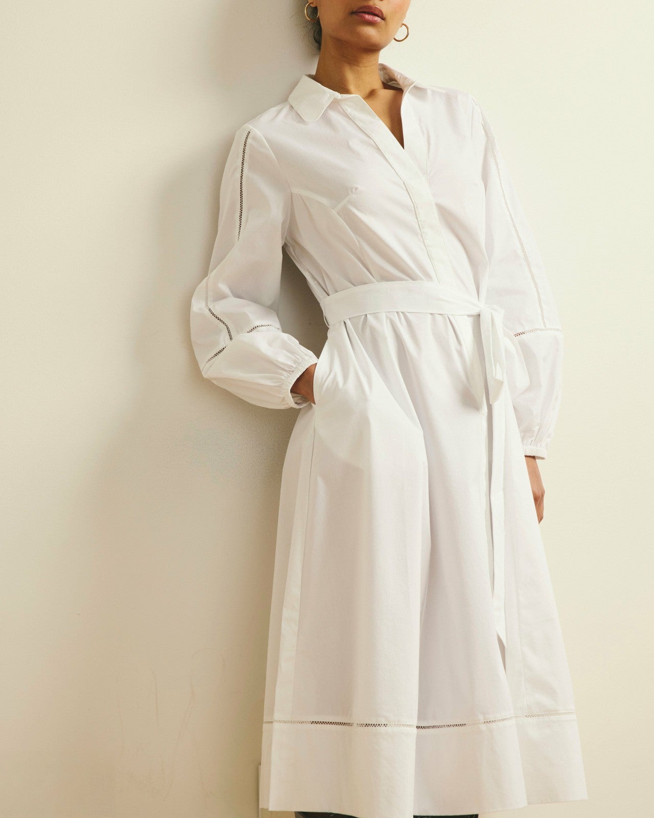 Universal Standard Claire Stretch Poplin Shirtdress - White