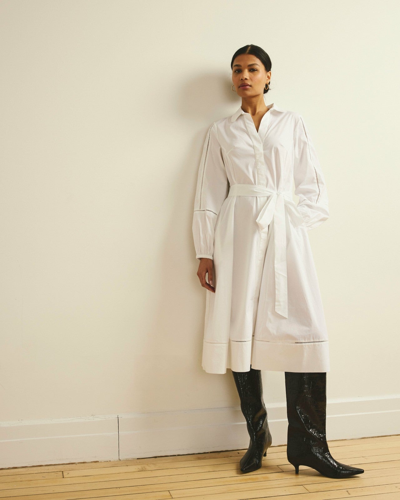Universal Standard Claire Stretch Poplin Shirtdress - White