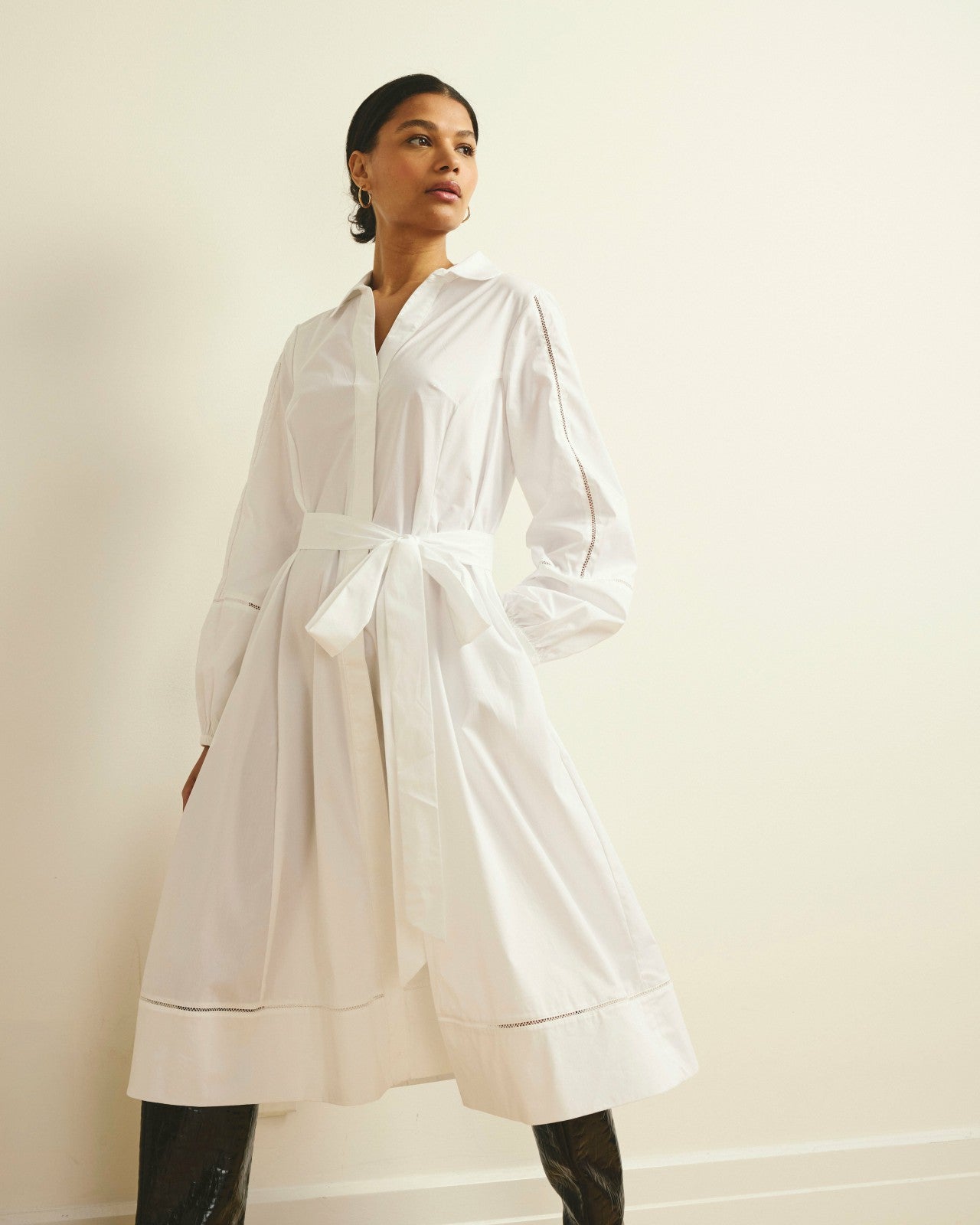 Universal Standard Claire Stretch Poplin Shirtdress - White