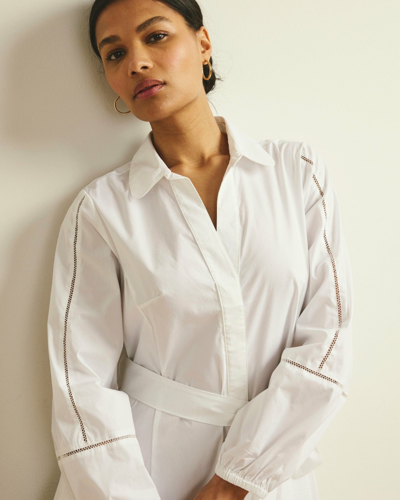 Universal Standard Claire Stretch Poplin Shirtdress - White