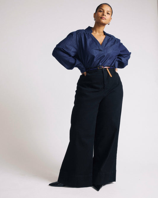 Universal Standard Carrie High Rise Wide Leg Jeans - Jet Black