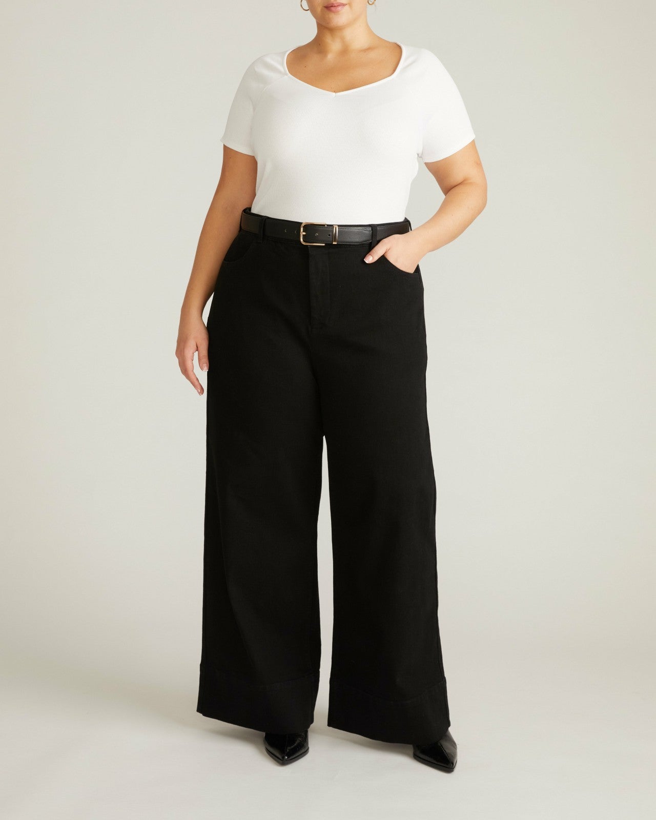 Universal Standard Carrie High Rise Wide Leg Jeans - Jet Black