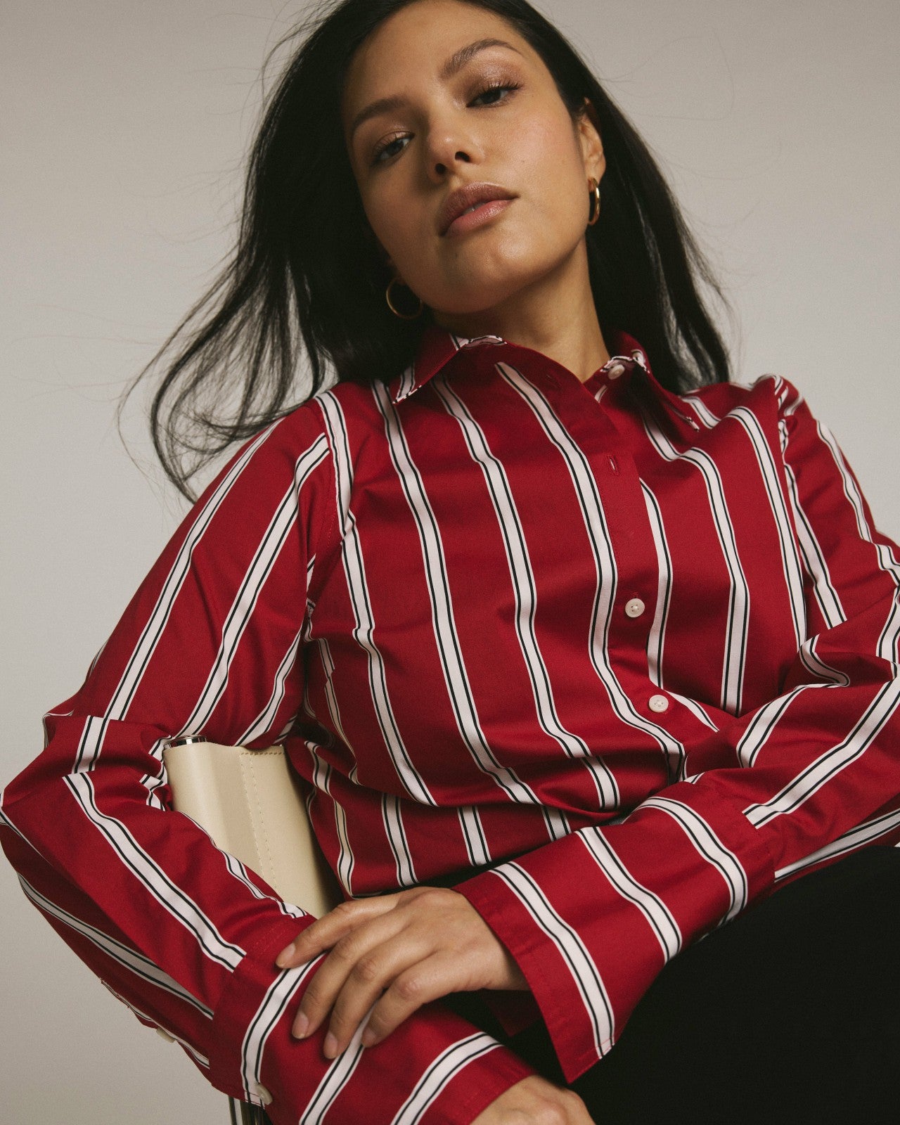 Universal Standard Henning x US Madison Shirt - Red/Black/White Stripe