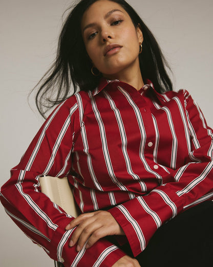Universal Standard Henning x US Madison Shirt - Red/Black/White Stripe