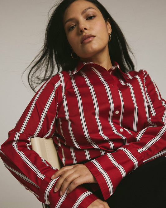 Universal Standard Henning x US Madison Shirt - Red/Black/White Stripe