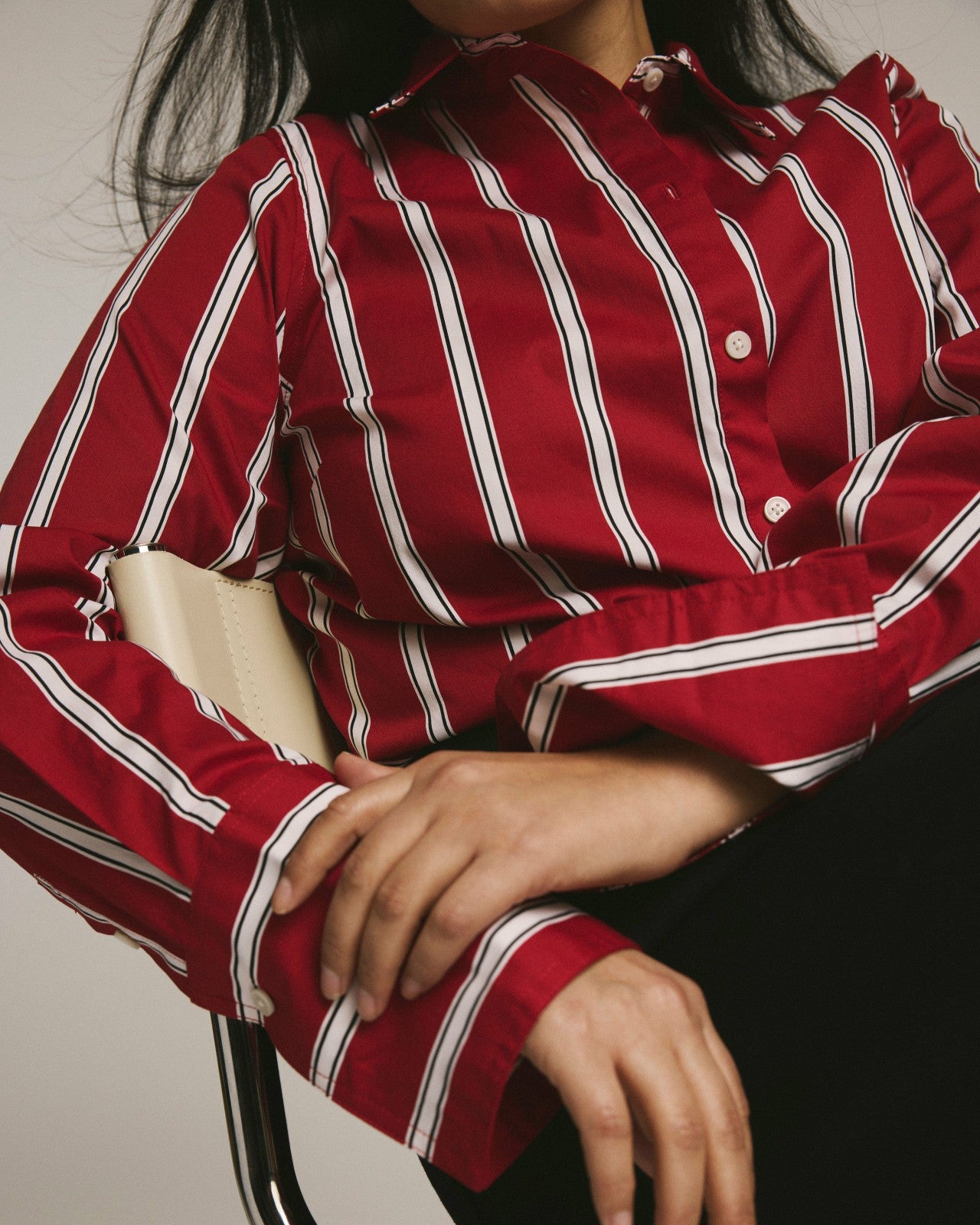 Universal Standard Henning x US Madison Shirt - Red/Black/White Stripe