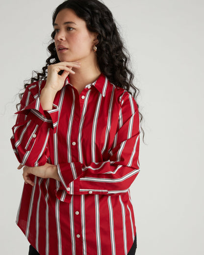 Universal Standard Henning x US Madison Shirt - Red/Black/White Stripe