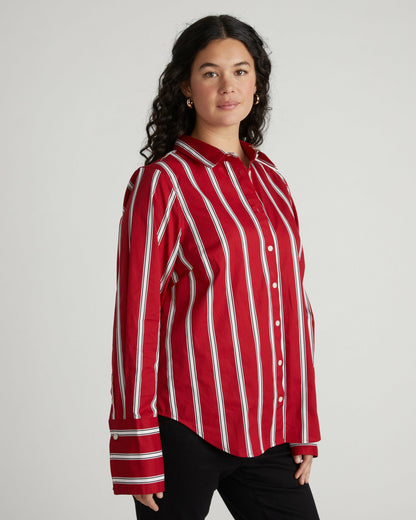 Universal Standard Henning x US Madison Shirt - Red/Black/White Stripe