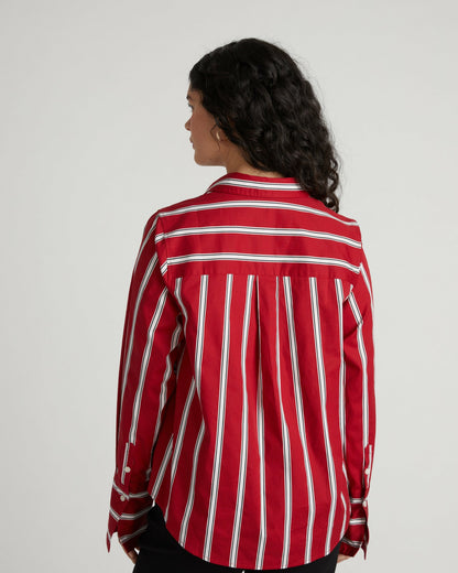 Universal Standard Henning x US Madison Shirt - Red/Black/White Stripe