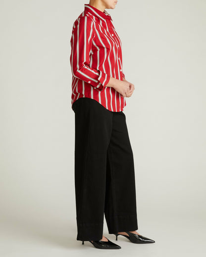 Universal Standard Henning x US Madison Shirt - Red/Black/White Stripe