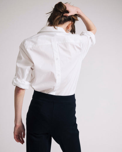 Universal Standard Button Back Poplin Polo Shirt - White