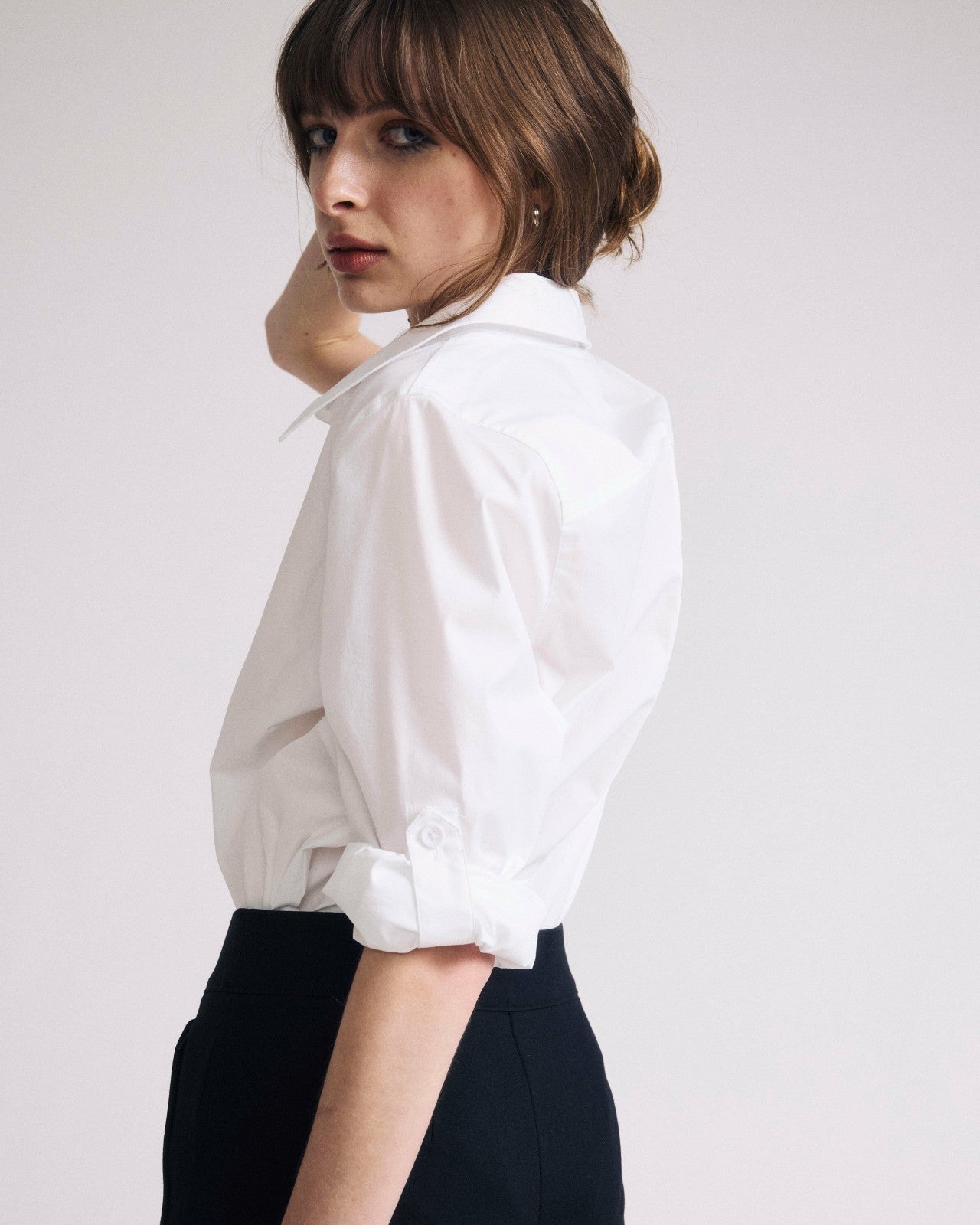 Universal Standard Button Back Poplin Polo Shirt - White