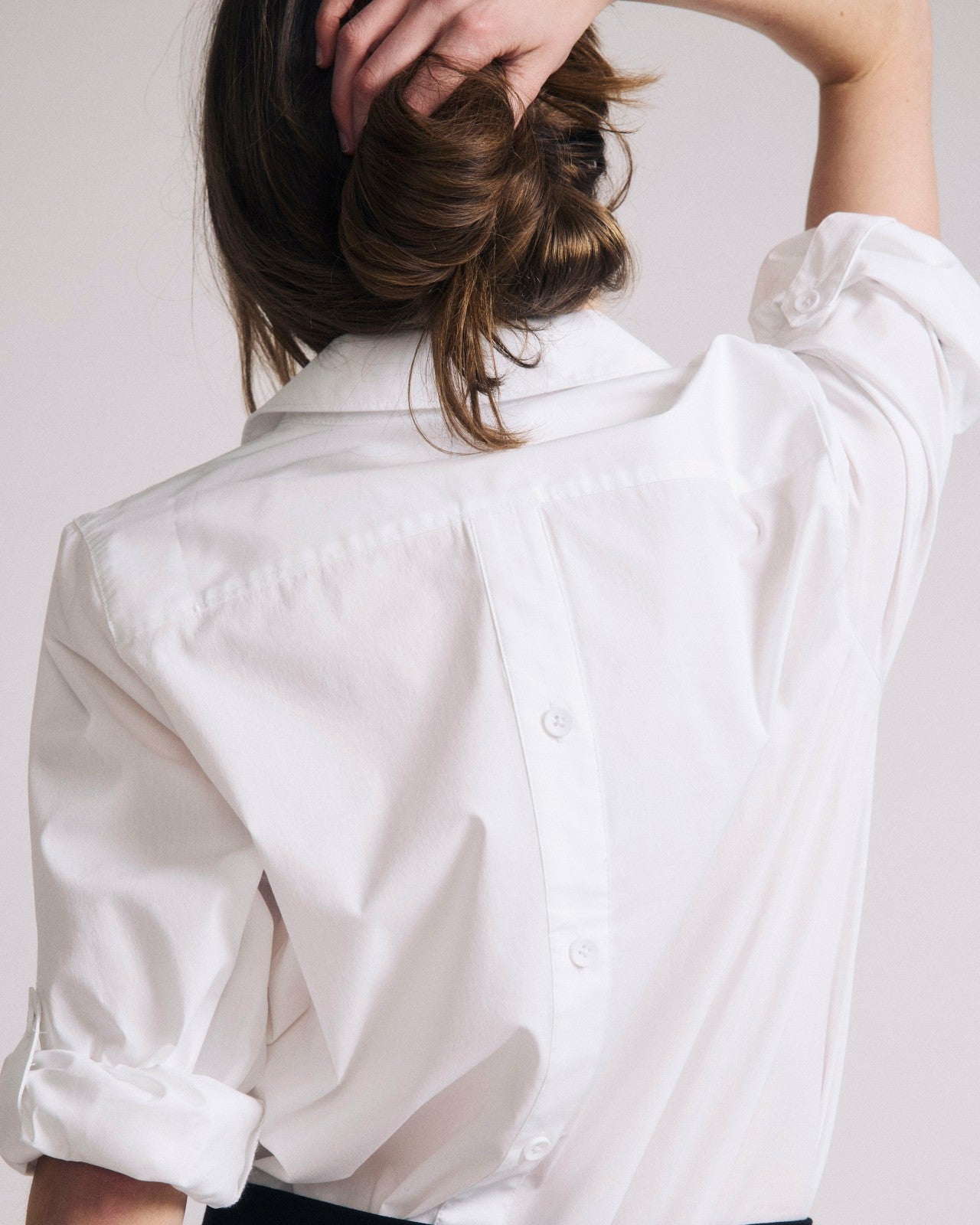 Universal Standard Button Back Poplin Polo Shirt - White