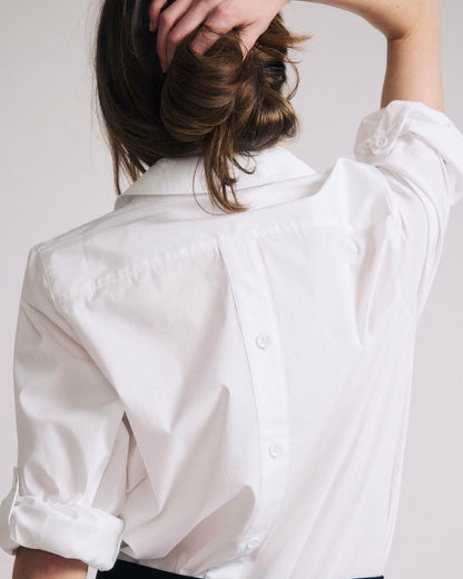 Universal Standard Button Back Poplin Polo Shirt - White