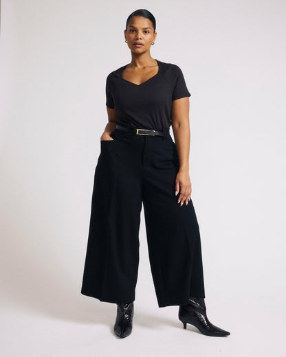 Universal Standard Cropped Wide Leg Ponte Pants - Black