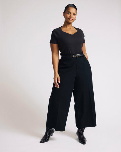 Universal Standard Cropped Wide Leg Ponte Pants - Black