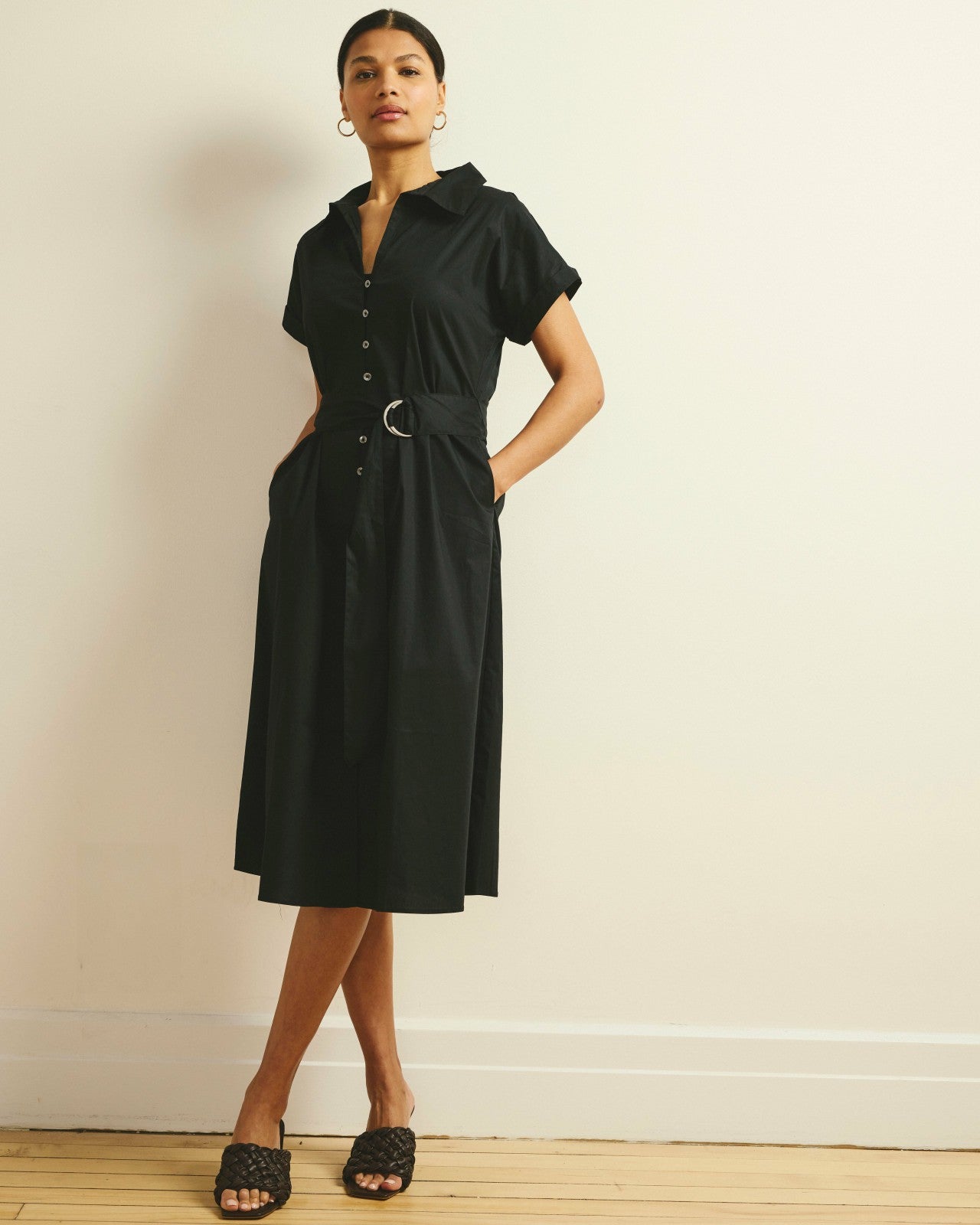 Universal Standard Sandy Stretch Poplin Shirtdress - Black