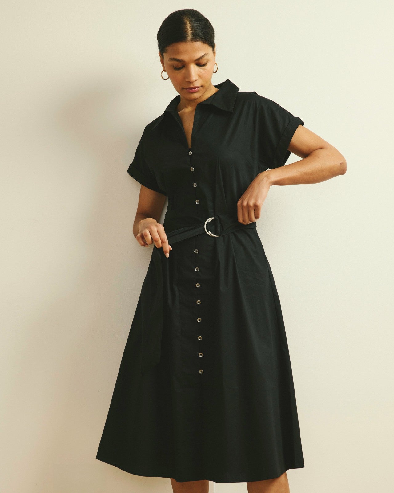 Universal Standard Sandy Stretch Poplin Shirtdress - Black