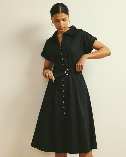 Universal Standard Sandy Stretch Poplin Shirtdress - Black