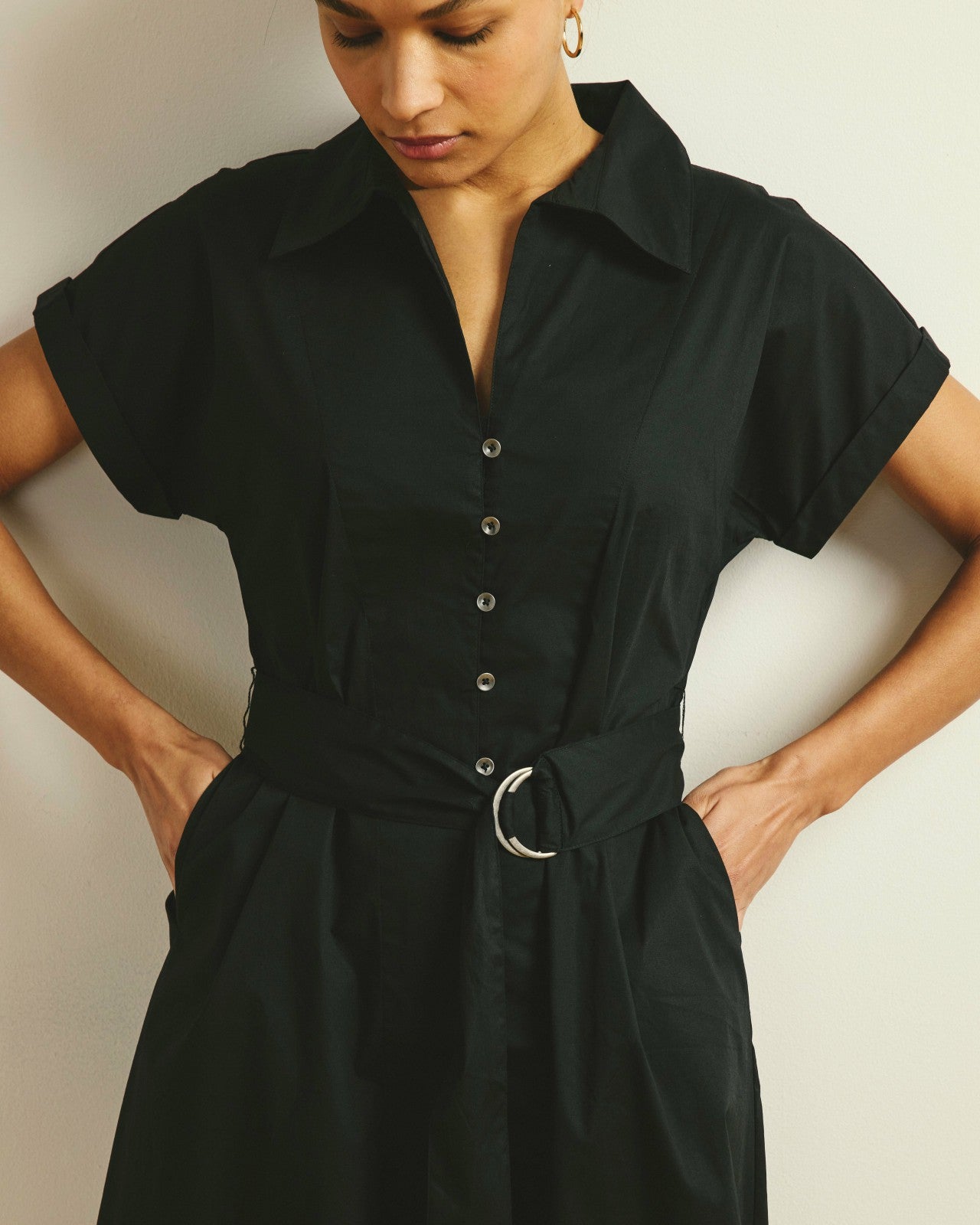 Universal Standard Sandy Stretch Poplin Shirtdress - Black