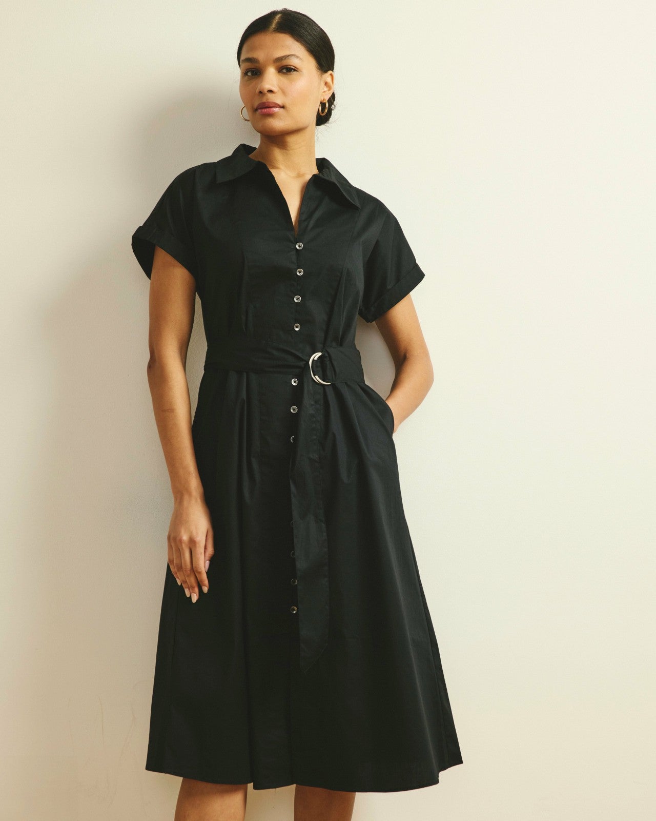 Universal Standard Sandy Stretch Poplin Shirtdress - Black