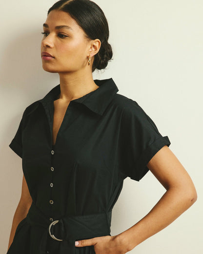 Universal Standard Sandy Stretch Poplin Shirtdress - Black